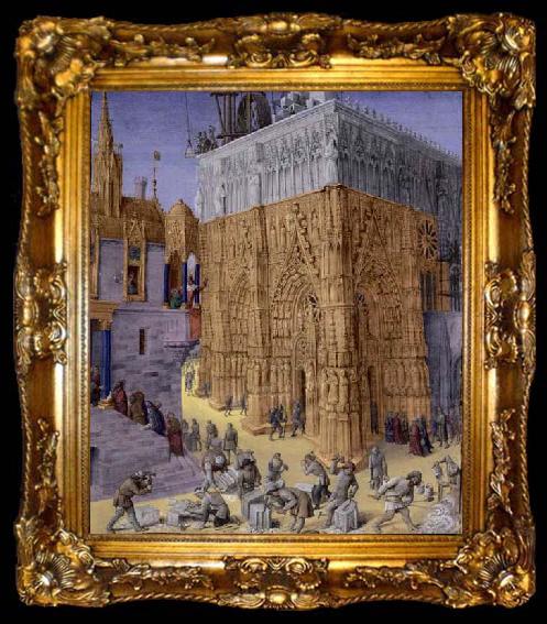 framed  Jean Fouquet Construction of the Temple of Jerusalem, ta009-2